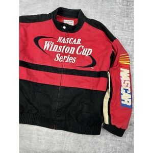 Winston Cup Series Jacket Mens XL Red Vtg 90s Embroidered NASCAR Racing Faded